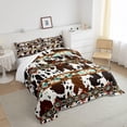 thumbnail image 4 of Erosebridal Cowhide Quilt Brown Highland Cow Print Twin Comforter Set,Western Bedding Set Exotic Aztec Duvet Insert,Farmhouse Wild Animals Longhorn Skin Room Decor Cowboys Gifts for Men, 4 of 6