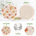 thumbnail image 4 of Yayeee 6 PCS Drink Coasters with Holder Set Woven Absorbent Round Tabletop Hot Pad, Watercolor Autumn Leaves, 4 of 7