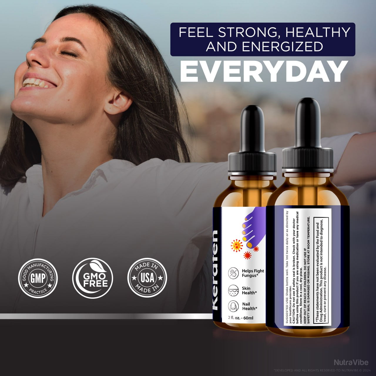 (3 Pack) Kerafen Drops, Kerafen for Toenail - All Natural Solution for Nail Health, Maximum Strength Skin Support, Liquid Supplement, Droppers Kera Fen Reviews (90 Servings)