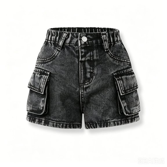 Whouriu Big Girls Vintage Jean Shorts Summer Soft Stretch Casual Bottoms with Pockets