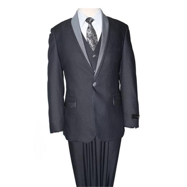 Tazio 1 Button Vested Notch Lapel Boys Suits, Grey - 3