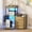 Wood, variant on Smart Wooden Printer Stand with Built-in Power Strip and LED Lights, Featuring a 2-Drawer File Cabinet and Open Shelf for A4/Letter Size Home Office Organization,Wood