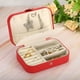 thumbnail image 5 of Estuche de viaje para joyas Uxcell, pequeño organizador de joyas, caja de joyería portátil de doble capa para almacenar anillos y aretes, rojo, 5 of 5