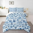 thumbnail image 1 of Erosebridal Hawaii Beach Starfish Bedding Full Comforter Set, Rudder Stripe Down Comforter, Nautical Home Decor, Reversible 3pcs, 1 of 8