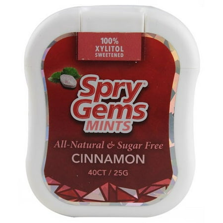 Spry Xylitol Gem Mints, Natural Cinnamon, 40 Ct