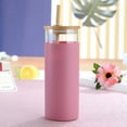 thumbnail image 5 of Hevirgo 20oz Single-Wall Tumbler Protective Sleeve Wood Lid Glass Cup Bottle with Straw, 5 of 8