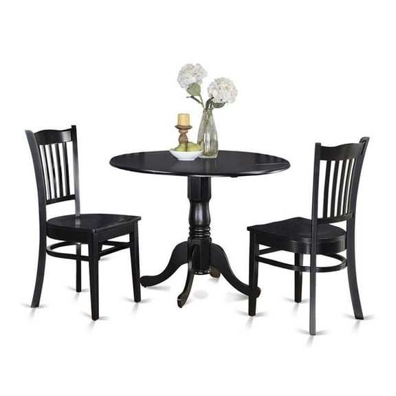 Bowery Hill Traditional Wood Dining Set with Round Table in Black