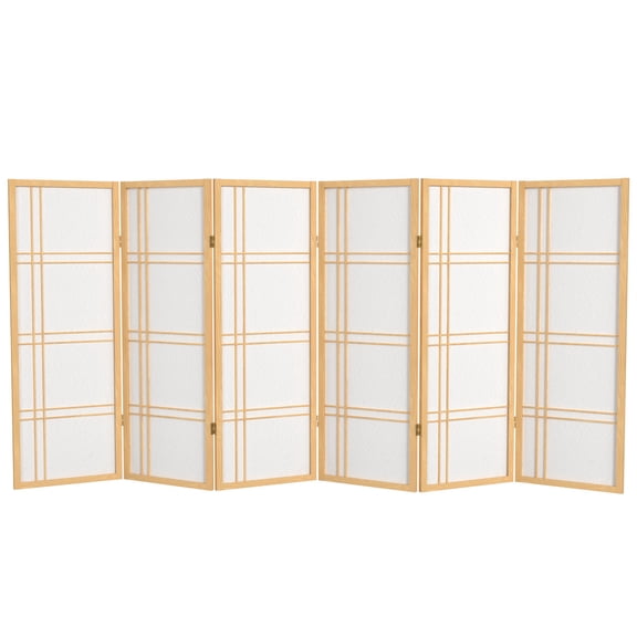 4 ft. Tall Japanese Design Double Cross Lattice Screen - Natural - 6 Panels