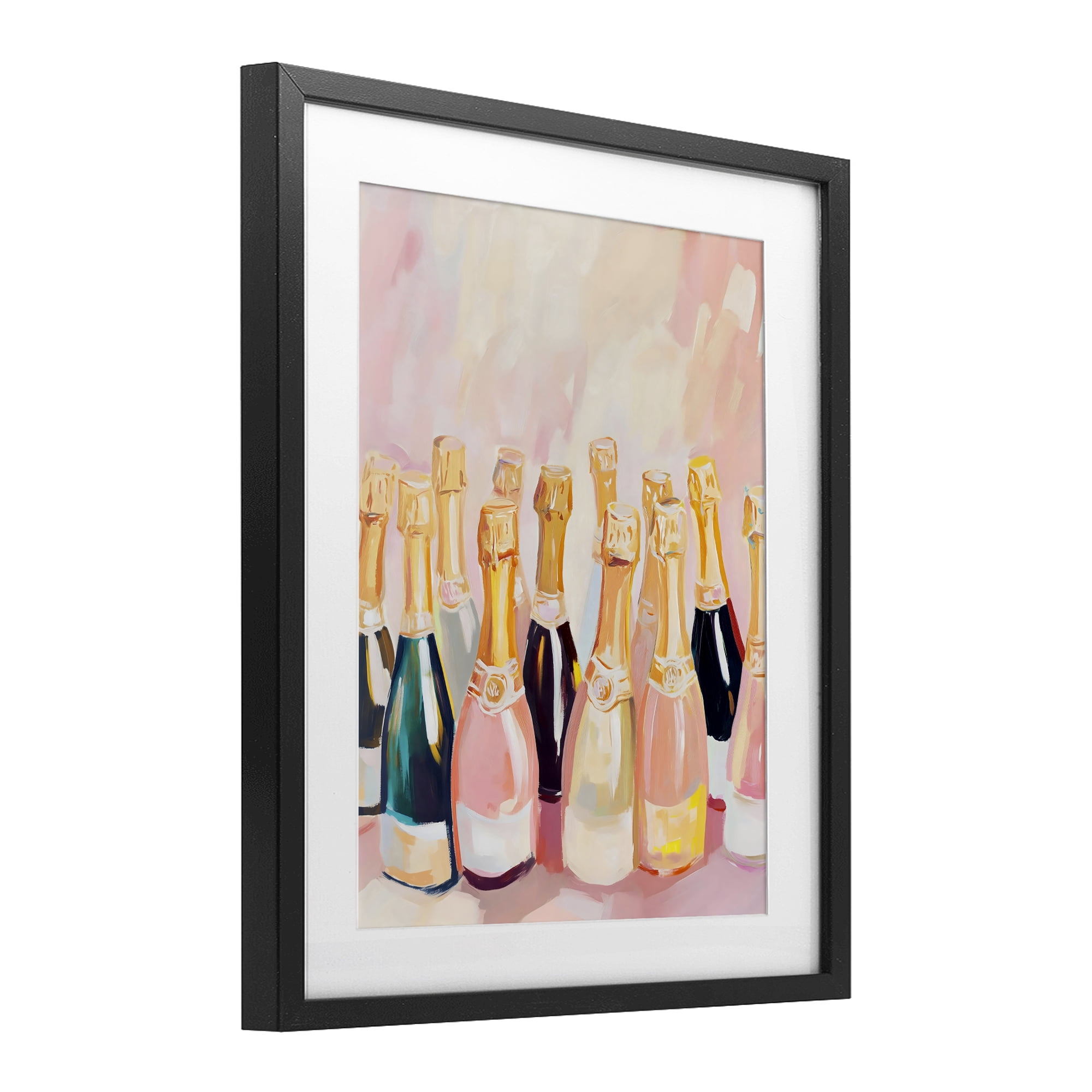 Stupell Industries Blush Champagne Bottles Collection Black Framed Print Under Glass, design by The Prints Vibe
