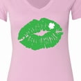 thumbnail image 4 of Inktastic St. Patrick's Day Lucky Lips with White Shamrock Women's V-Neck T-Shirt, 4 of 5