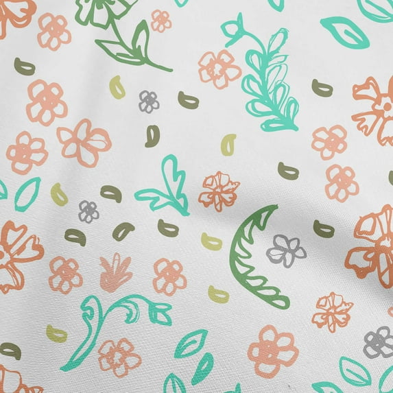 oneOone Georgette Viscose Light Peach Fabric Florals Craft Projects Decor Fabric Printed By The Yard 42 Inch Wide