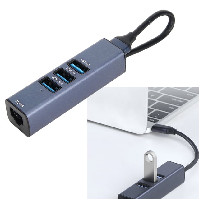 USB Ethernet Hub, 4 Ports 1000Mbps/100Mbps USB To Ethernet Adapter Small Portable for Laptop
