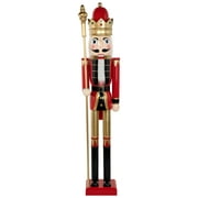 Northlight 6' Giant Commercial Size Wooden Red, Black and Gold Christmas Nutcracker King with