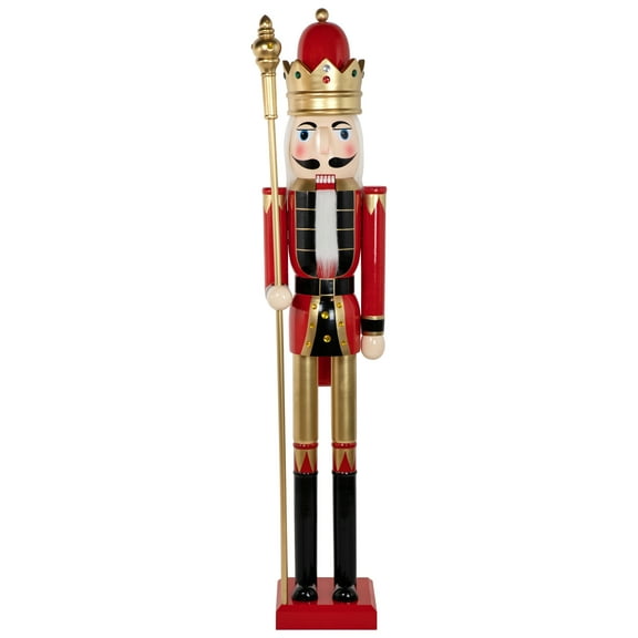 Northlight Commercial Size Christmas Nutcracker King with Scepter - 6' - Red, Black and Gold