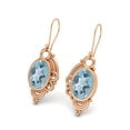 thumbnail image 2 of 7X5 MM Oval Shape Blue Topaz 925 Sterling Silver Rose Vermeil filigree Dangle Valentines Day Gifts Earrings, 2 of 4