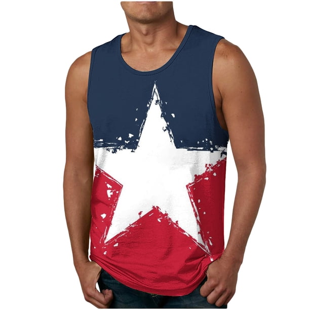 Hombres Moda Casual Impresión Suéter Cuello Redondo Deportes sin Mangas Tanque