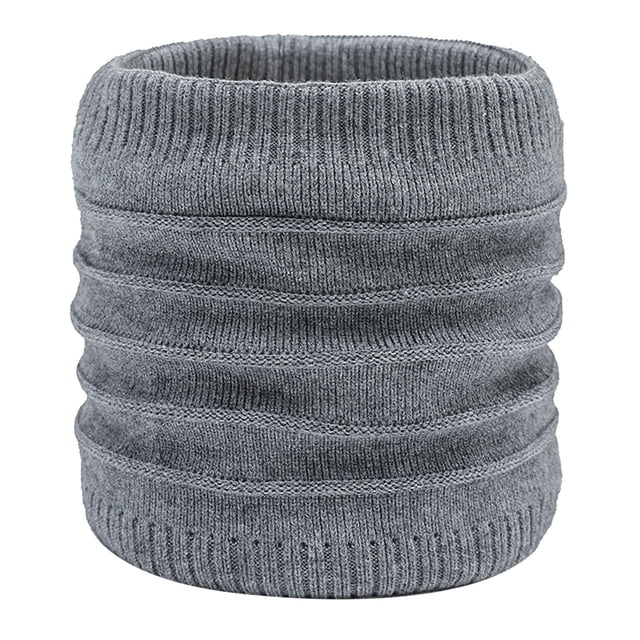 Winter Warm Plus Fluff Line Stripe Bib Cover Solid Color Collar Thick Knit Bib