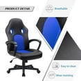 thumbnail image 4 of XPOPR Blue Leather Office Chair with Adjustable Swivel Base, Padded Armrests and Lumbar Support (Blue), 4 of 9