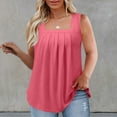thumbnail image 2 of ShomPort Womens Plus Size Pleated Square Neck Tank Tops Summer Sleeveless Casual Loose Flowy Shirts, 2 of 6
