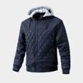 thumbnail image 3 of Mens Baseball Jacket Hooded Coat Cotton Coat Detachable Hat Keep Warm Top Winter, 3 of 8