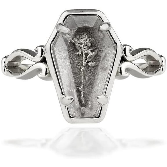 Rose Flower Coffin Open Rings Punk Gothic Vampire Statement for Women Men Adjustable Extendable Finger Ring Fashion Hip Hop Halloween Cosyplay Accessories Jewelry Gift Christmas…