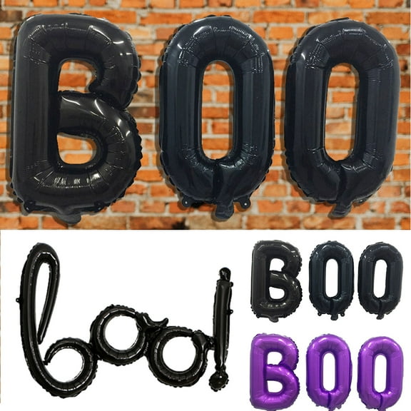 Cheers US 3Sets Halloween Balloons "Boo" Balloon Aluminum Foil Balloon Foil Mylar Balloons Letters Halloween Party Decorations Supplies Halloween Party Favors