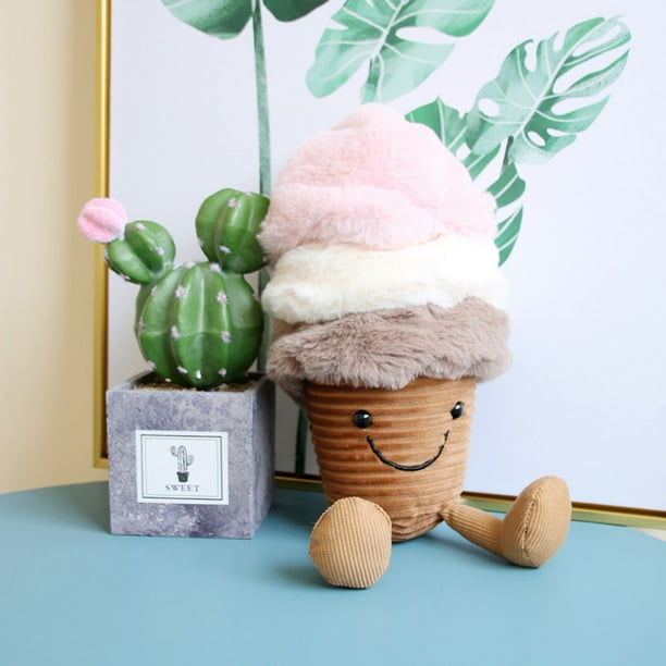 Muñeco de Peluche Fiudx Pequeño de Helado Cojín Trasero Lumbar Suave