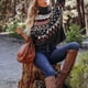 thumbnail image 4 of Puntoco Suéter Mujer Moda Casual Retro Color Contraste Impresión Tejer Manga Larga Cuello Alto Suéter Navidad Liquidación Puntoco Puntoco-746, 4 of 5