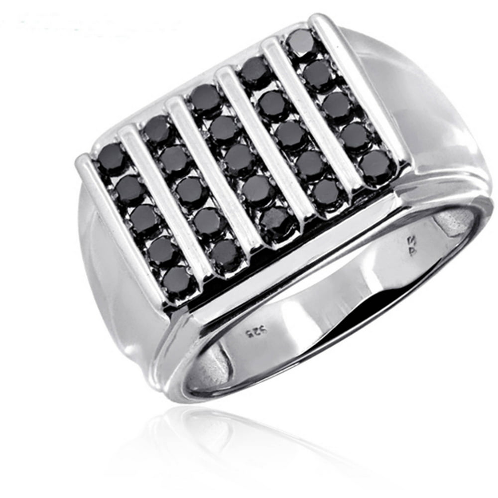 JewelersClub - JewelersClub Black Diamond Rings for Men – 1CTTW Genuine