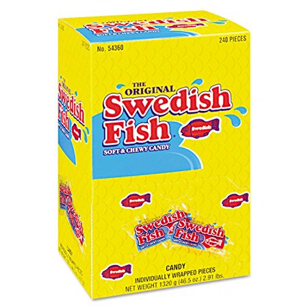 Swedish Fish 43146 Grab-And-Go Candy Snacks In Reception Box  240-Pieces/Box