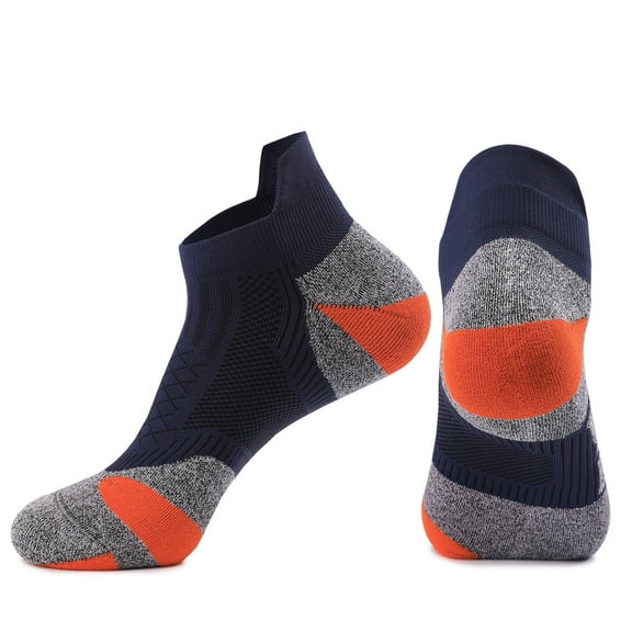 Mens Sports Low Cut Socks Sports Running Training No Show Socks Cushion Breathable Casual Athletic Socks Blue