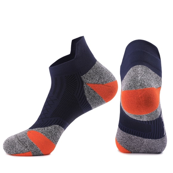 ylioge Mens Ankle Socks Athletic Workout Casual Low-Cut Moisture-Wicking Color-Block Non-Slip Running Cycling Sock