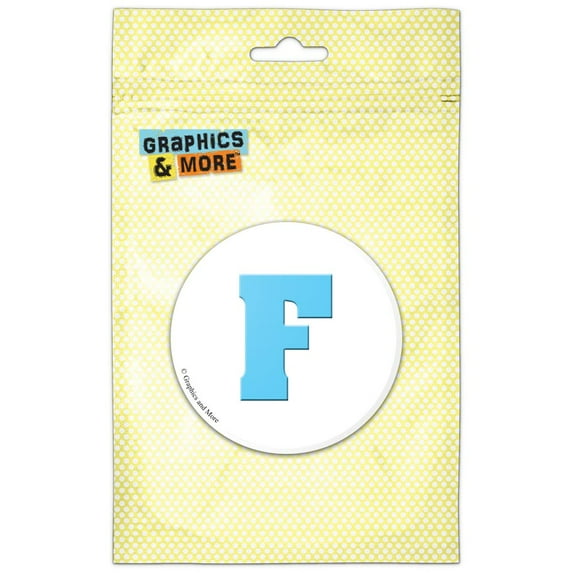 Letter F Initial Baby Boy Block Font Blue Shower Refrigerator Button Magnet