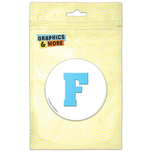 Letter F Initial Baby Boy Block Font Blue Shower Refrigerator Button Magnet