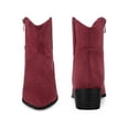 thumbnail image 5 of BLISSFUL STEP Pointed Toe Chunky Heel Western Ankle Boots for Women Burgundy 6.5, 5 of 6