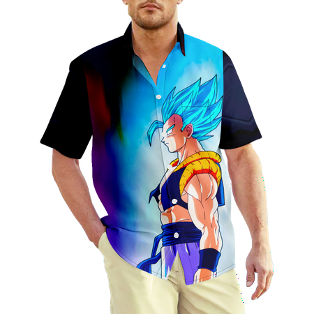 

Anime Dragon Ball Dress Shirts For Men Casual Retro Christmas Santa Claus And Elk Elements Pattern Lapel Short Sleeve Shirt Print Top 110