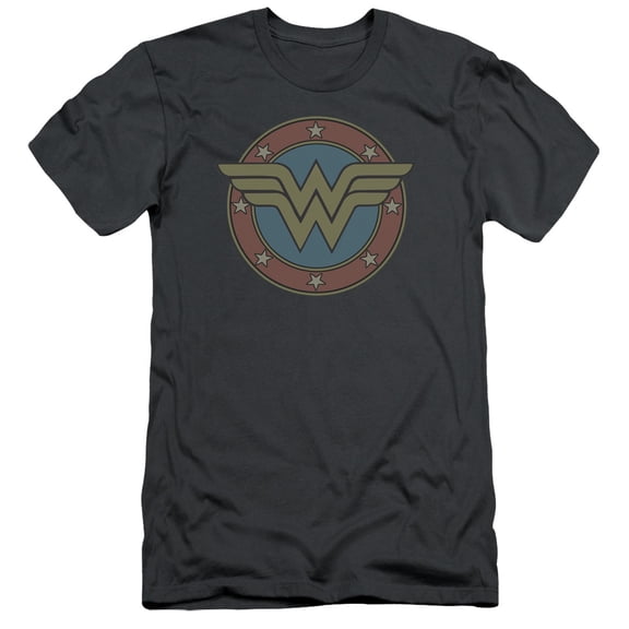 DC Comics WW Vintage Emblem S/S Adult 30/1 T-Shirt Charcoal