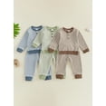 thumbnail image 3 of Loicainy Toddler Baby Boys Fall Outfit 3 6 12 18 24 Months 2T 3T 4T Casual Long Sleeve Striped Pullover with Pants 2Pcs Clothes Set, 3 of 9