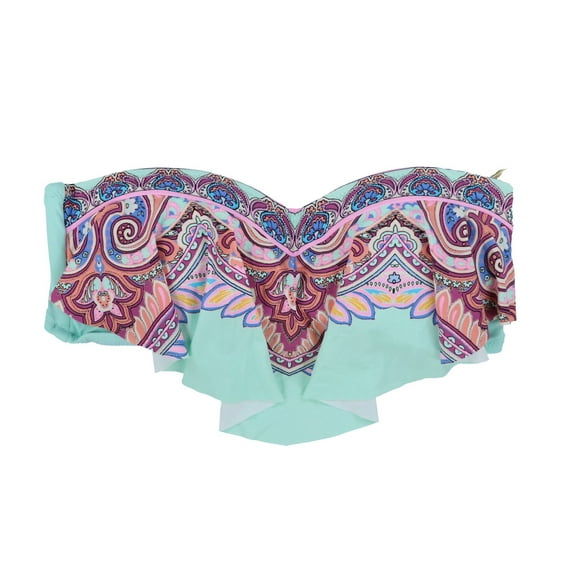 Jessica Simpson Womens Strapless Bandeau Swimsuit Top Blue M