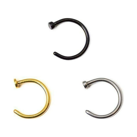 Nose Ring Hoop Gold Black Surgical Steel 20g or 18g nose hoop 1pc