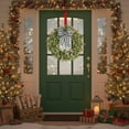 thumbnail image 4 of 15.7 Inch Artificial Eucalyptus Boxwood Wreath with Plaid Bowknot, Mini Grapevine Farmhouse Wreath for Front Door - Spring Christmas Wall Window Party Home Indoor Decor, 4 of 4