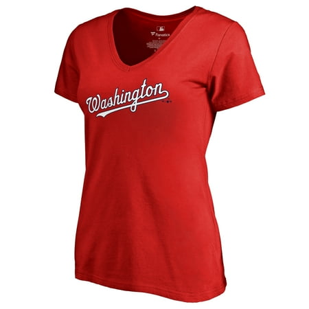 Women s Red Washington Nationals Team Wordmark T-Shirt