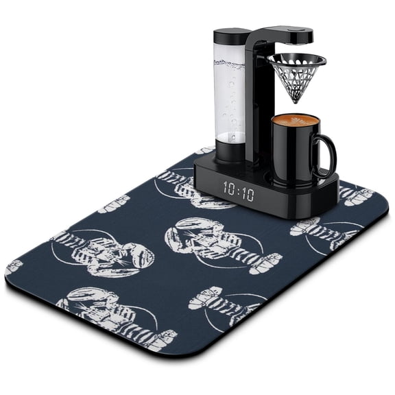 Cute Funny Lobster Coffee Station Mat - Absorbent 4-Layer Non-Slip Mat for Coffee Bars, Nautical Themed Countertop Protector, 15.7 x 23.6 Inch