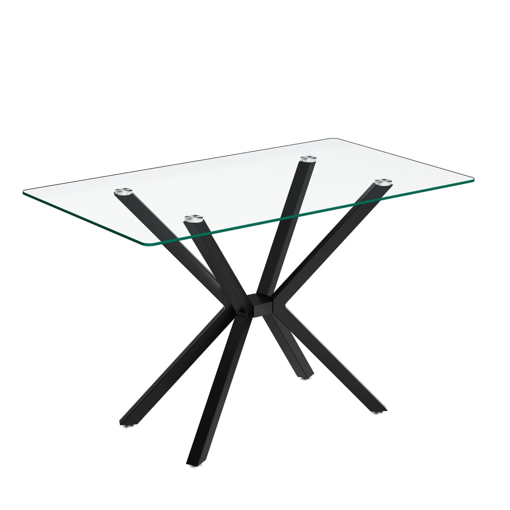 Holaki 47.24'' Rectangular Tempered Glass Dining Table for Dining Room, Living Room, Office