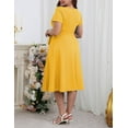 thumbnail image 5 of FOLUNSI Women's Plus size Dresses Casual V-Neck Midi Dress Wedding Guest Dress with Pockets Yellow-2XL, 5 of 9