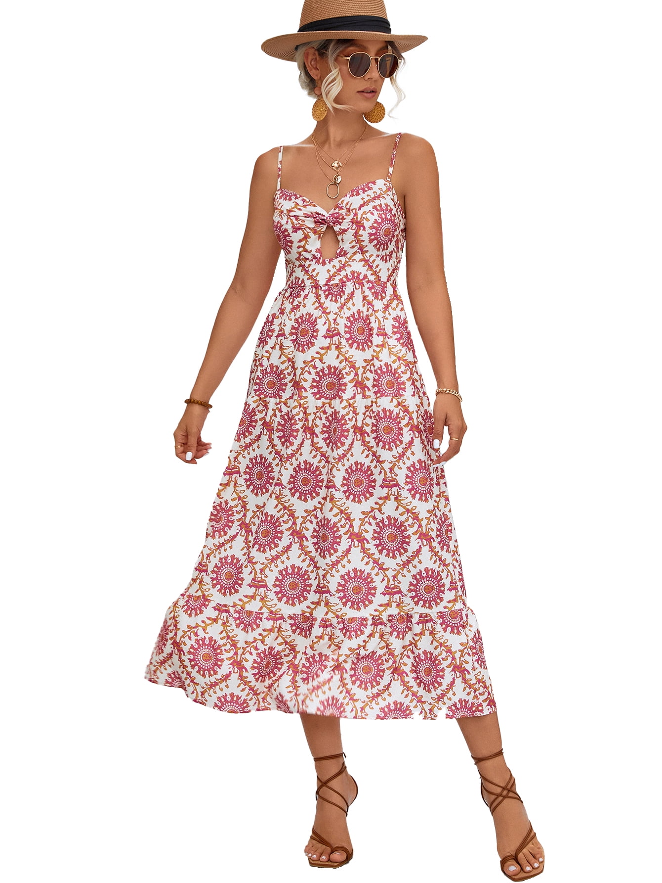 MASRONMA Women's Summer Bohemian Flower Print Holiday Party Dresses ,1