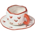thumbnail image 1 of Juego de taza de café de cerámica con bandeja de té, linda taza creativa con diseño irregular único, adecuada para la oficina y el hogar, apta para lavavajillas, microondas, 10 oz/3, 1 of 5