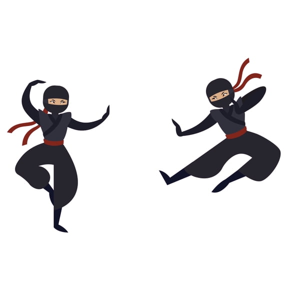 Multicolored Art 13" x 20" Shinobi Assassins Battle Scene Duel Vinyl Adhesive Home Wall DÃ©cor Ninja Warriors Cartoon Art Design Easy To Apply Home Wall Decal Sticker