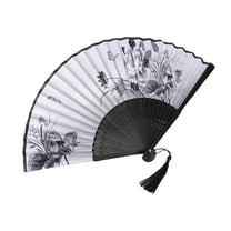 Classical Antique Style Folding Fan 8.26x1.18in Handheld Silk Fan with Tassel Summer Cooling Portable Paper Fan Stainless Steel Frame Multicolor (0.11lb)​