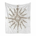thumbnail image 1 of Compass Soft Flannel Fleece Throw Blanket, Retro Mystic Style Wind Rose Along Sun North South West and East Navigating, Cozy Plush for Indoor and Outdoor Use, 50" x 60", Brown and White, by Ambesonne, 1 of 5